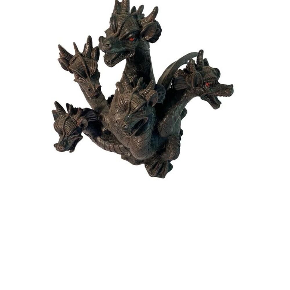 Hydra Dragon Statue 6 Headed Mythical Creature With Red Eyes incense burners Fan